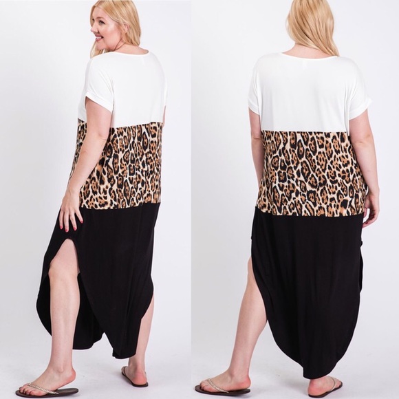 SALE NEW Cheetah Color Block Dress - Picture 3 of 5